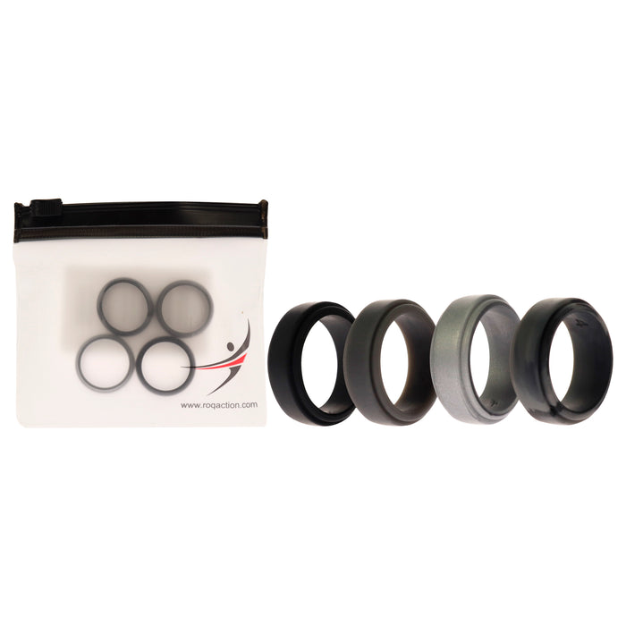 Silicone Wedding Step Ring Set - Black-Camo by ROQ for Men - 4 x 4 mm Ring