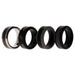 Silicone Wedding Twin Carbon Ring Set - Black-Grey by ROQ for Men - 4 x 8 mm Ring