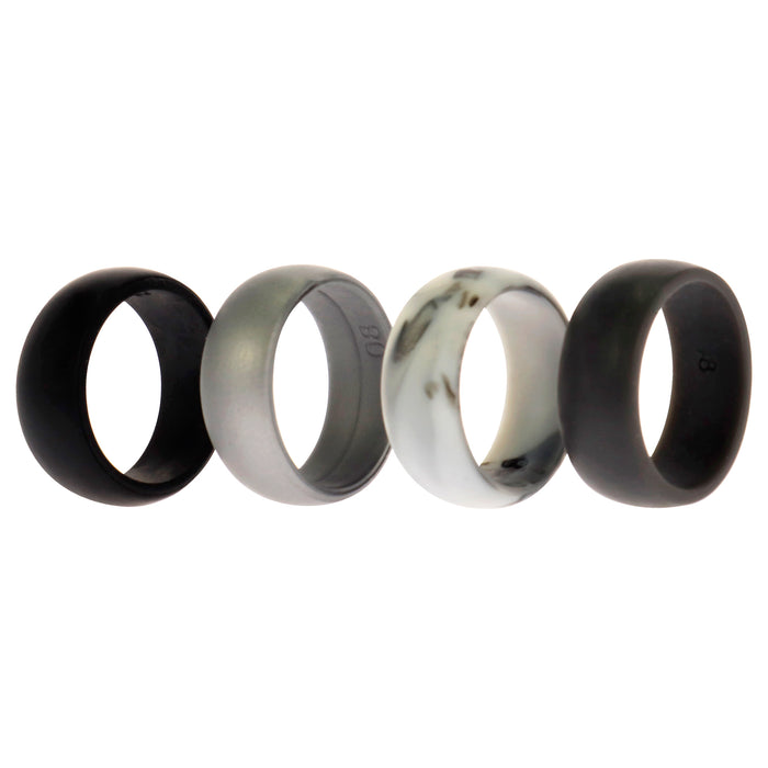 Silicone Wedding Ring Set - Marble by ROQ for Men - 4 x 8 mm Ring