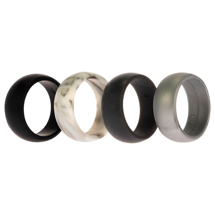 Silicone Wedding Ring Set - Marble by ROQ for Men - 4 x 9 mm Ring