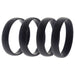 Silicone Wedding 6mm Smooth Ring Set - 4 Black by ROQ for Men - 4 x 15 mm Ring