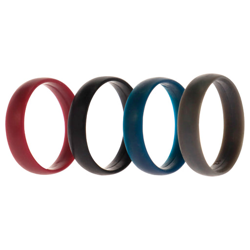 Silicone Wedding 6mm Smooth Ring Set - Bordeaux by ROQ for Men - 4 x 12 mm Ring