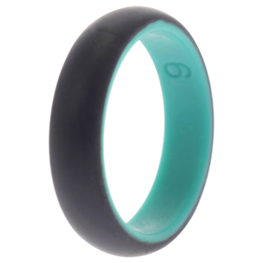 Silicone Wedding 2Layer Ring - Turquoise-Black by ROQ for Women - 9 mm Ring