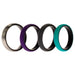Silicone Wedding Twin Brushed 6mm Ring Set - Turquoise by ROQ for Women - 4 x 11 mm Ring