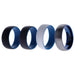 Silicone Wedding Twin Dome 8mm Ring Set - Blue by ROQ for Men - 4 x 12 mm Ring