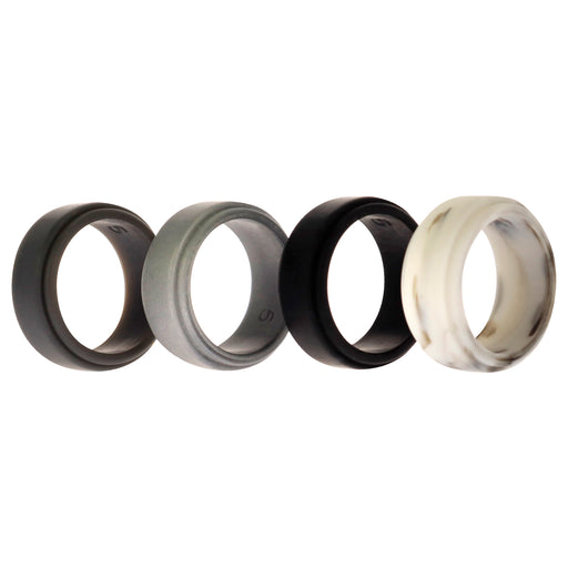 Silicone Wedding Step Ring Set - Marble by ROQ for Men - 4 x 5 mm Ring