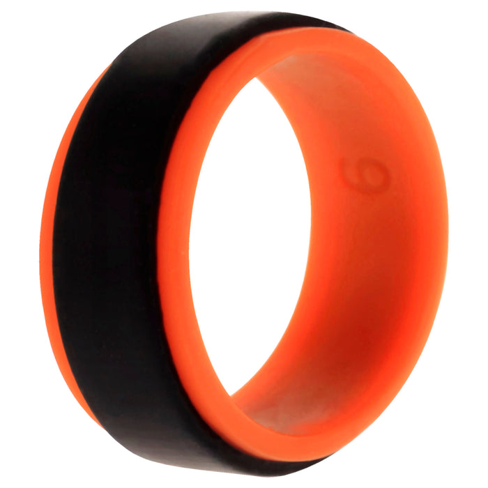 Silicone Wedding Step Ring - Orange-Black by ROQ for Men - 9 mm Ring
