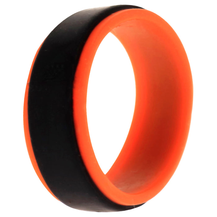 Silicone Wedding Step Ring - Orange-Black by ROQ for Men - 11 mm Ring