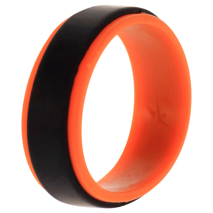 Silicone Wedding Step Ring - Orange-Black by ROQ for Men - 13 mm Ring