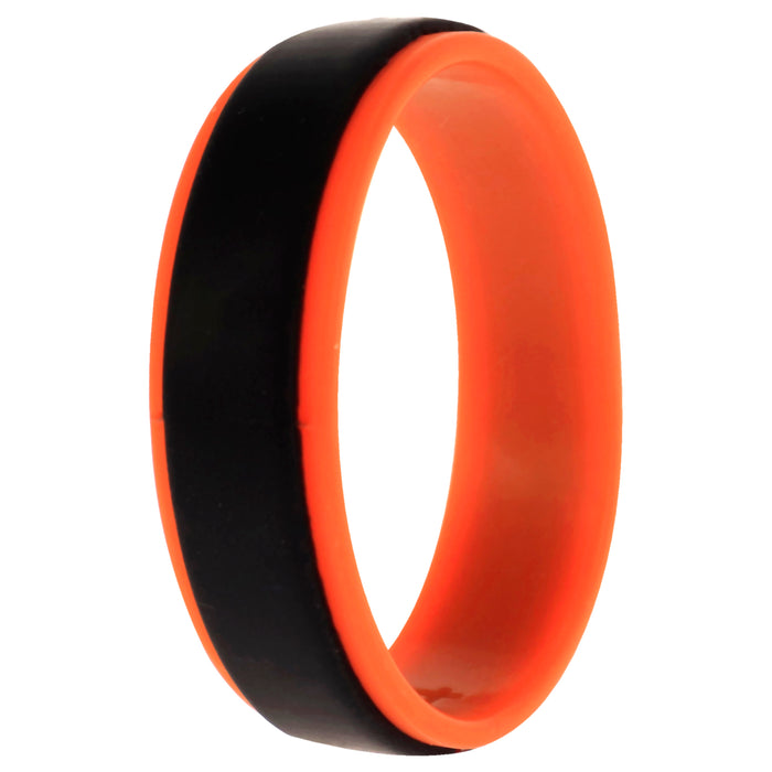 Silicone Wedding Step Ring - Orange-Black by ROQ for Men - 14 mm Ring