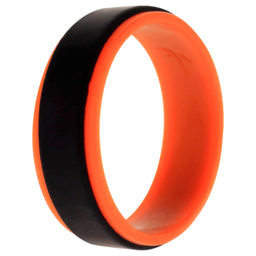 Silicone Wedding Step Ring - Orange-Black by ROQ for Men - 15 mm Ring