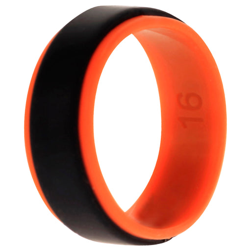 Silicone Wedding Step Ring - Orange-Black by ROQ for Men - 16 mm Ring