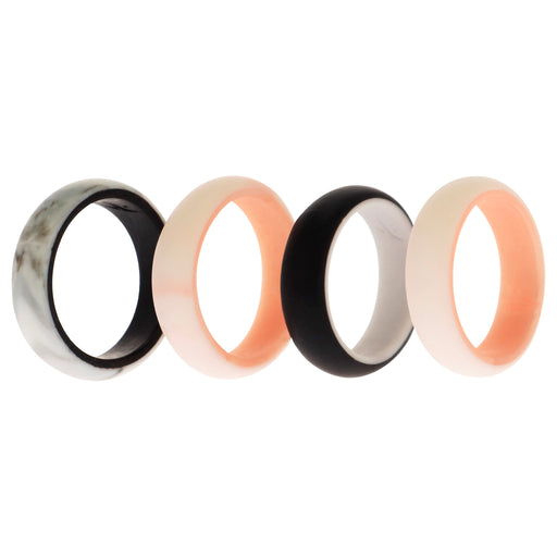 Silicone Wedding 2Layer Ring Set - Rose-Marble by ROQ for Women - 4 x 6 mm Ring