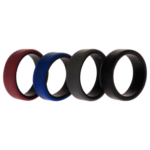 Silicone Wedding 2Layer Beveled 8mm Ring Set - Bordeaux by ROQ for Men - 4 x 10 mm Ring