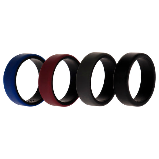 Silicone Wedding 2Layer Beveled 8mm Ring Set - Bordeaux by ROQ for Men - 4 x 12 mm Ring