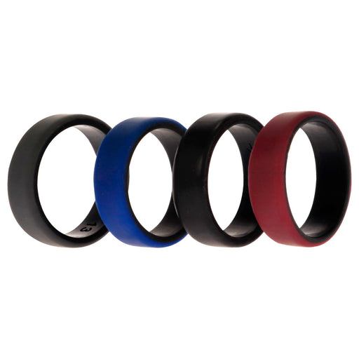 Silicone Wedding 2Layer Beveled 8mm Ring Set - Bordeaux by ROQ for Men - 4 x 13 mm Ring