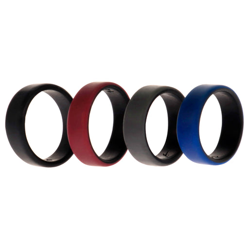 Silicone Wedding 2Layer Beveled 8mm Ring Set - Bordeaux by ROQ for Men - 4 x 14 mm Ring