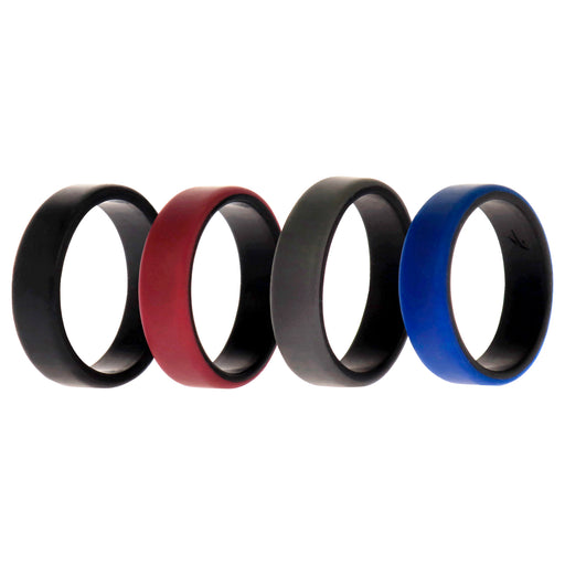 Silicone Wedding 2Layer Beveled 8mm Ring Set - Bordeaux by ROQ for Men - 4 x 16 mm Ring