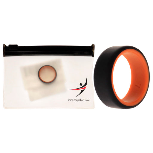 Silicone Wedding 2Layer Beveled 8mm Ring - Orange-Black by ROQ for Men - 7 mm Ring