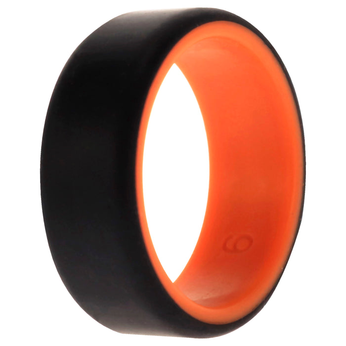 Silicone Wedding 2Layer Beveled 8mm Ring - Orange-Black by ROQ for Men - 9 mm Ring