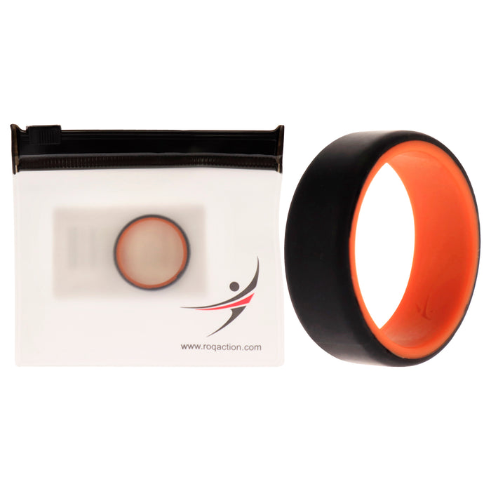 Silicone Wedding 2Layer Beveled 8mm Ring - Orange-Black by ROQ for Men - 10 mm Ring