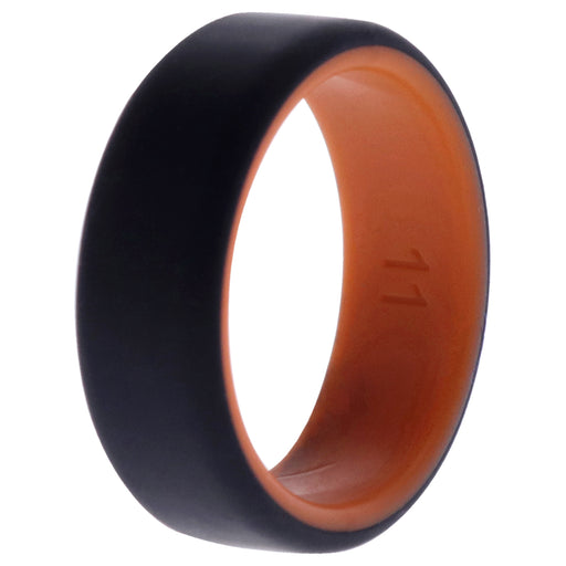 Silicone Wedding 2Layer Beveled 8mm Ring - Orange-Black by ROQ for Men - 11 mm Ring
