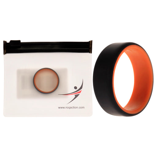 Silicone Wedding 2Layer Beveled 8mm Ring - Orange-Black by ROQ for Men - 12 mm Ring