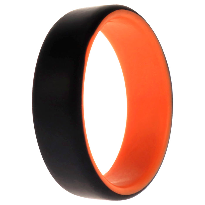 Silicone Wedding 2Layer Beveled 8mm Ring - Orange-Black by ROQ for Men - 14 mm Ring