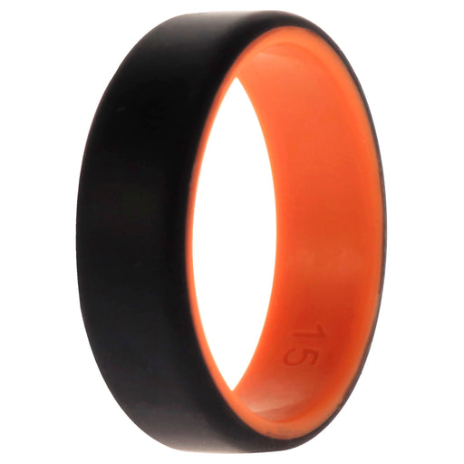 Silicone Wedding 2Layer Beveled 8mm Ring - Orange-Black by ROQ for Men - 15 mm Ring