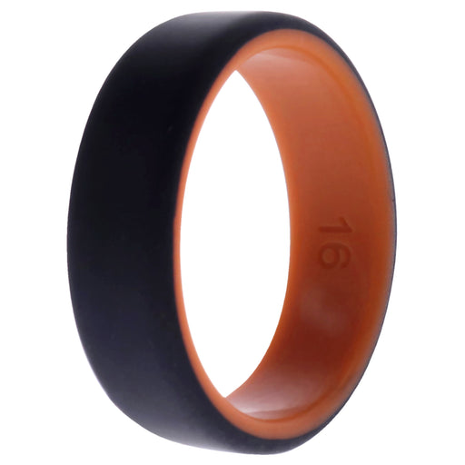 Silicone Wedding 2Layer Beveled 8mm Ring - Orange-Black by ROQ for Men - 16 mm Ring