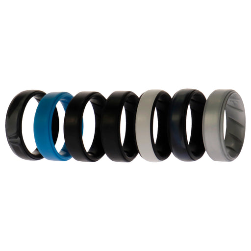 Silicone Wedding BR Step Ring Set - Metal by ROQ for Men - 7 x 14 mm Ring