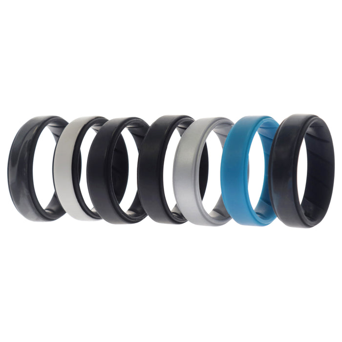 Silicone Wedding BR Step Ring Set - Metal by ROQ for Men - 7 x 16 mm Ring