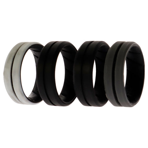 Silicone Wedding BR Middle Line Ring Set - Marble by ROQ for Men - 4 x 12 mm Ring
