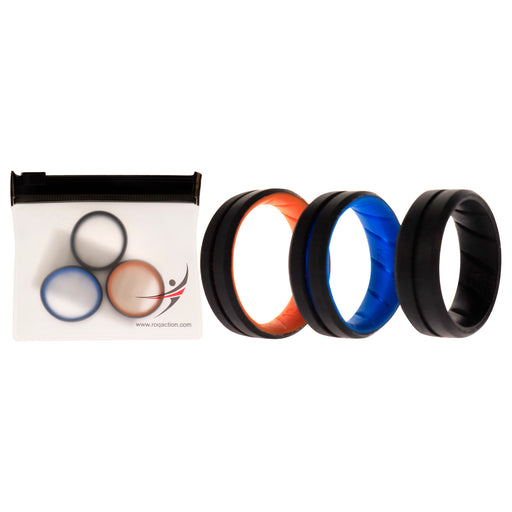 Silicone Wedding BR Middle Line Ring Set - MultiColor by ROQ for Men - 3 x 12 mm Ring