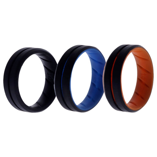 Silicone Wedding BR Middle Line Ring Set - MultiColor by ROQ for Men - 3 x 14 mm Ring