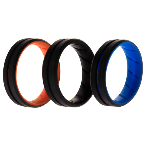 Silicone Wedding BR Middle Line Ring Set - MultiColor by ROQ for Men - 3 x 16 mm Ring