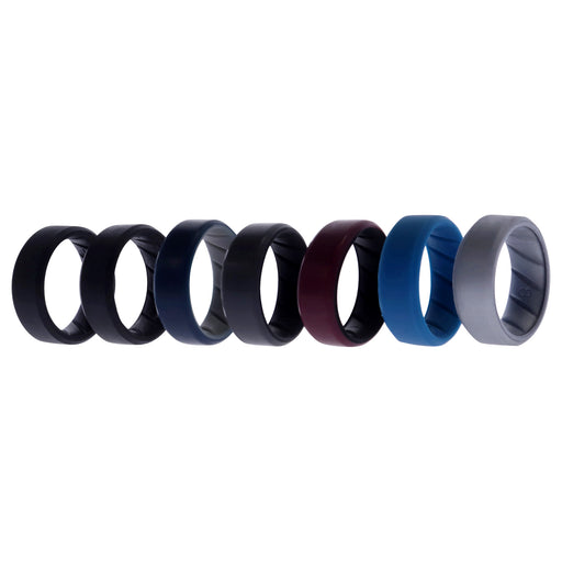 Silicone Wedding BR 8mm Edge Ring Set - Black by ROQ for Men - 7 x 8 mm Ring