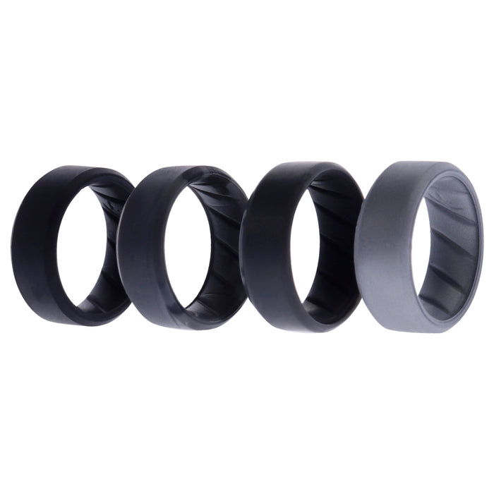 Silicone Wedding BR 8mm Edge Ring Set - Black-Camo by ROQ for Men - 4 x 7 mm Ring