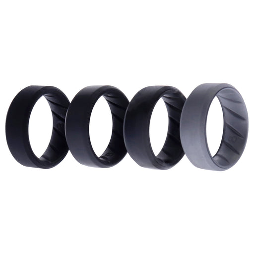 Silicone Wedding BR 8mm Edge Ring Set - Black-Camo by ROQ for Men - 4 x 8 mm Ring