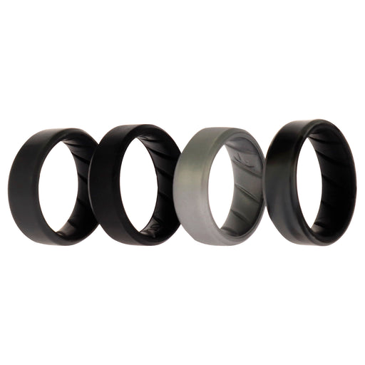 Silicone Wedding BR 8mm Edge Ring Set - Black-Camo by ROQ for Men - 4 x 10 mm Ring