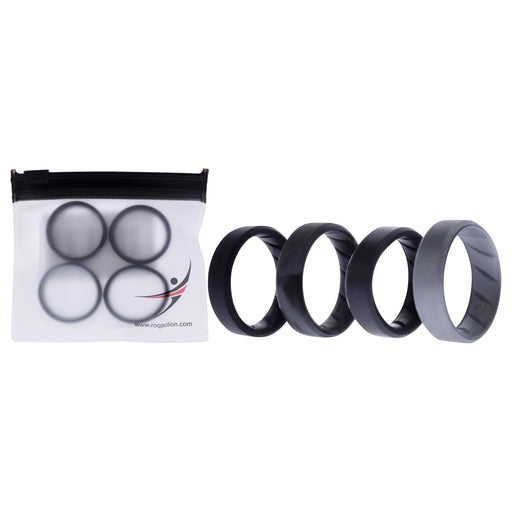Silicone Wedding BR 8mm Edge Ring Set - Black-Camo by ROQ for Men - 4 x 12 mm Ring