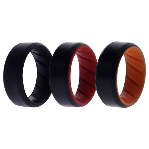 Silicone Wedding BR 8mm Edge Ring Set - MultiColor by ROQ for Men - 3 x 7 mm Ring