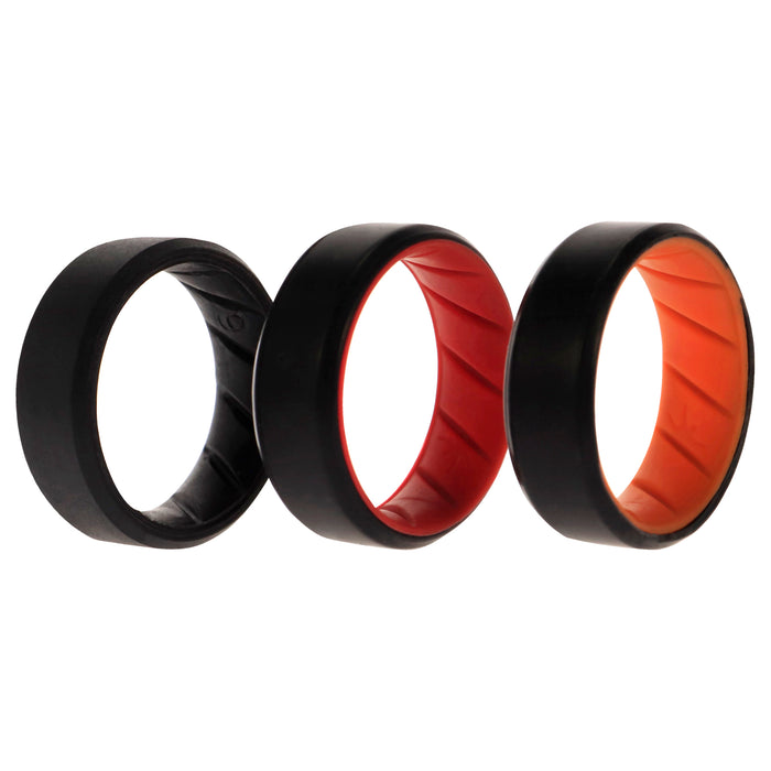 Silicone Wedding BR 8mm Edge Ring Set - MultiColor by ROQ for Men - 3 x 9 mm Ring