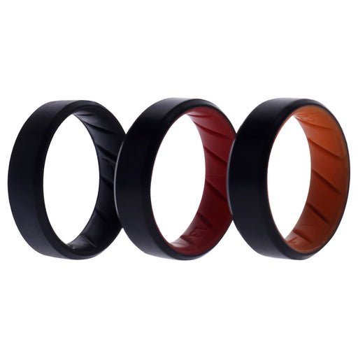 Silicone Wedding BR 8mm Edge Ring Set - MultiColor by ROQ for Men - 3 x 13 mm Ring