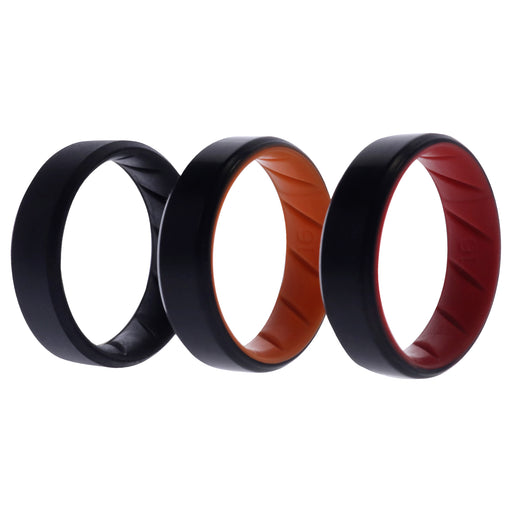 Silicone Wedding BR 8mm Edge Ring Set - MultiColor by ROQ for Men - 3 x 16 mm Ring