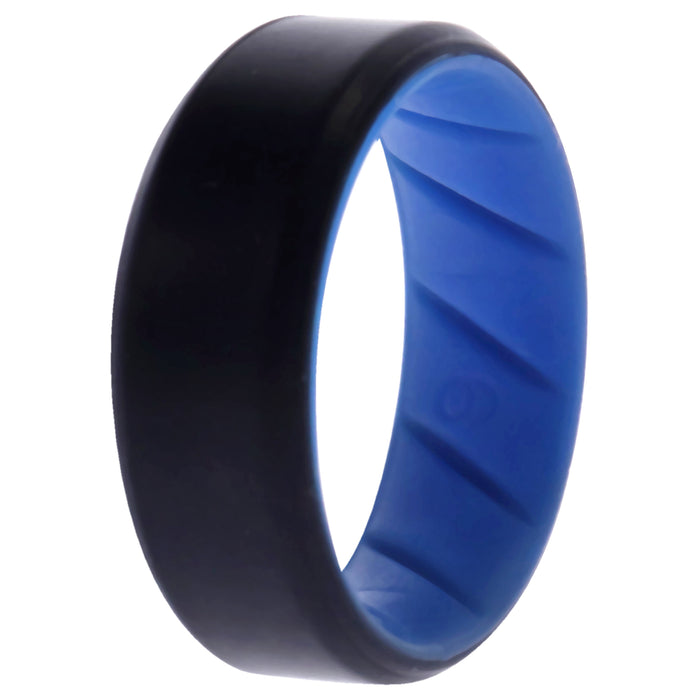 Silicone Wedding BR 8mm Edge Ring - Light-Blue-Black by ROQ for Men - 9 mm Ring