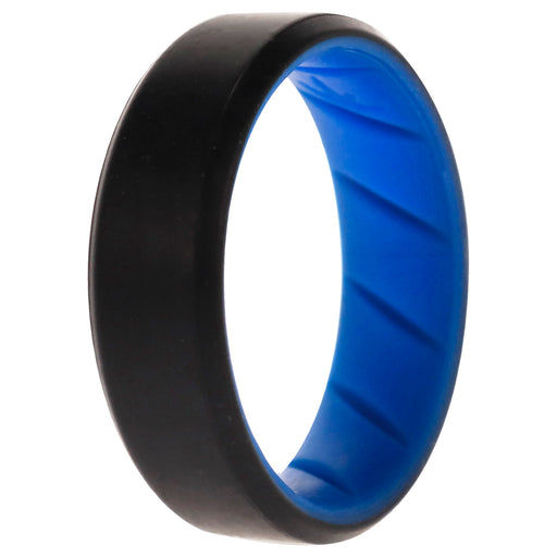 Silicone Wedding BR 8mm Edge Ring - Light-Blue-Black by ROQ for Men - 14 mm Ring