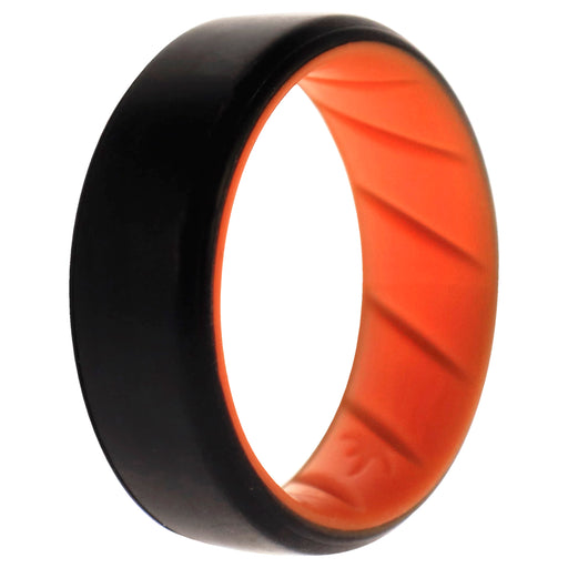 Silicone Wedding BR 8mm Edge Ring - Orange-Black by ROQ for Men - 9 mm Ring