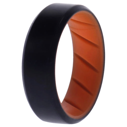 Silicone Wedding BR 8mm Edge Ring - Orange-Black by ROQ for Men - 11 mm Ring
