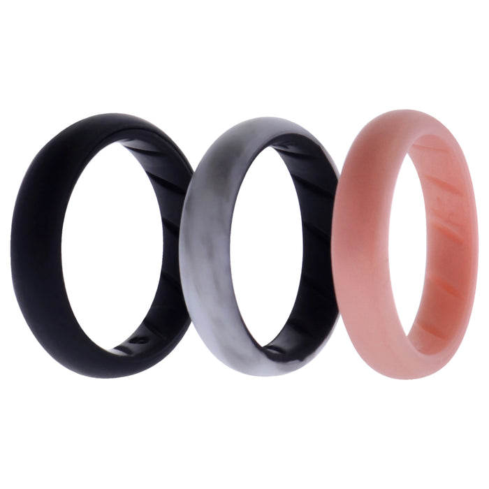 Silicone Wedding BR Solid Ring Set - Marble by ROQ for Women - 3 x 9 mm Ring